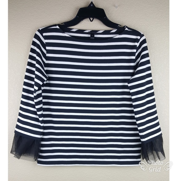 J Crew Tulle Cuffed Stripe T-Shirt - Picture 5 of 8